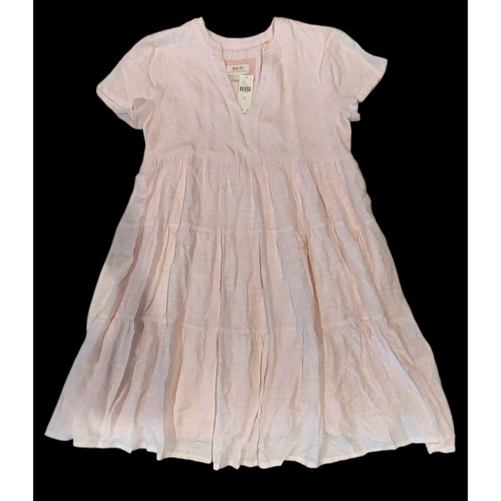 Anthropologie Maeve Light Pink Sacha Jaquard Tiered Tunic Dress XS Baby‎ Shower